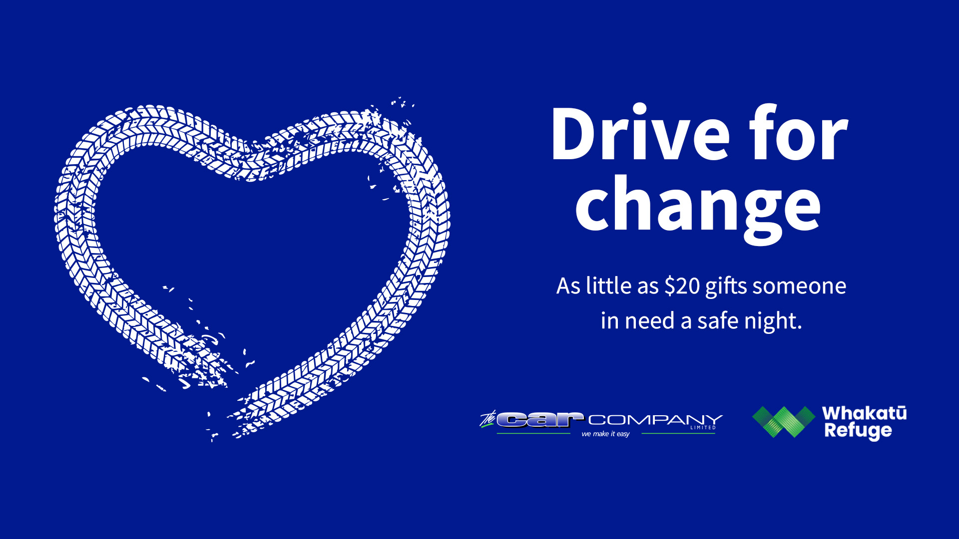 Drive for change - white tyre mark heart