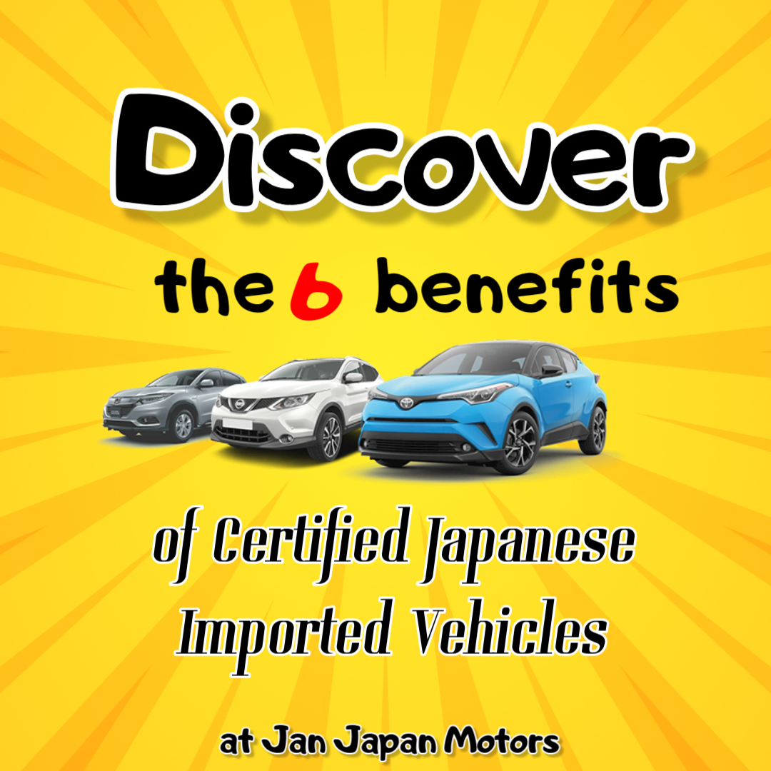 A sleek Japanese car showcased in a modern showroom, highlighting the benefits of certified Japanese imported vehicles by Jan Japan Motors, 6 Benefits of Certified Japanese Imported Vehicles,' reflecting the blog's focus on quality, reliability, and the advantages of purchasing certified imports